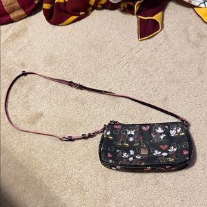 Dooney & Bourke Black Minnie and Mickey Mouse Crossbody with Pink-Trim Strap